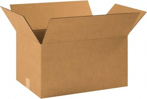 Made in USA - 12-1/2" Wide x 18-1/2" Long x 10" High Rectangle Corrugated Shipping Box - 1 Wall, Kraft (Color), 65 Lb Capacity - All Tool & Supply