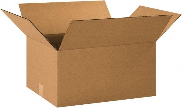 Made in USA - 15" Wide x 20" Long x 10" High Rectangle Corrugated Shipping Box - 1 Wall, Kraft (Color), 65 Lb Capacity - All Tool & Supply