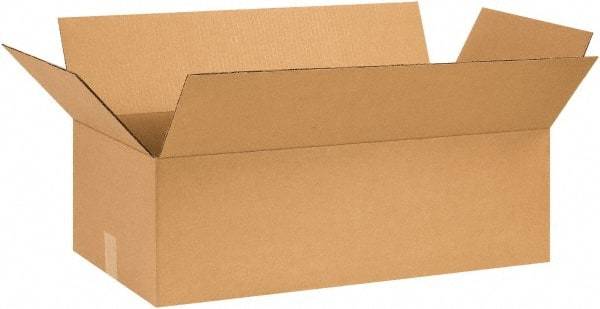 Made in USA - 12" Wide x 28" Long x 8" High Rectangle Corrugated Shipping Box - 1 Wall, Kraft (Color), 65 Lb Capacity - All Tool & Supply