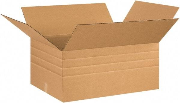 Made in USA - 20" Wide x 26" Long x 12" High Rectangle Multi-Depth Box - 1 Wall, Kraft (Color), 65 Lb Capacity - All Tool & Supply