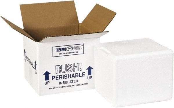 Made in USA - 5" Wide x 6" Long x 4-1/2" High Rectangle Insulated Box - 1 Wall, White - All Tool & Supply