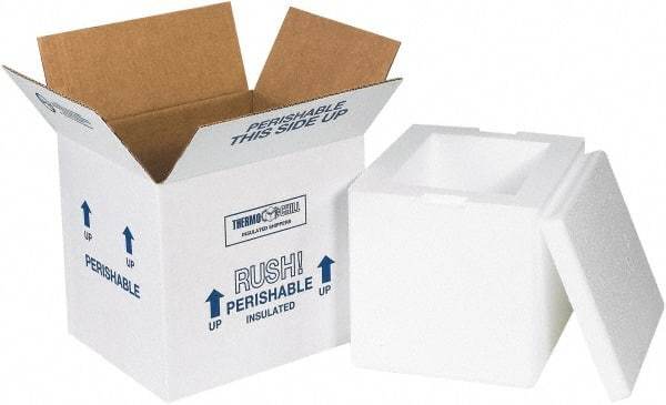 Made in USA - 6" Wide x 8" Long x 7" High Rectangle Insulated Box - 1 Wall, White - All Tool & Supply