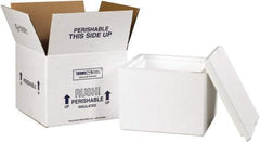 Made in USA - 9-1/2" Wide x 9-1/2" Long x 7" High Rectangle Insulated Box - 1 Wall, White - All Tool & Supply