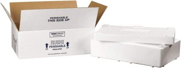 Made in USA - 11-1/2" Wide x 19-1/2" Long x 4-1/8" High Rectangle Insulated Box - 1 Wall, White - All Tool & Supply