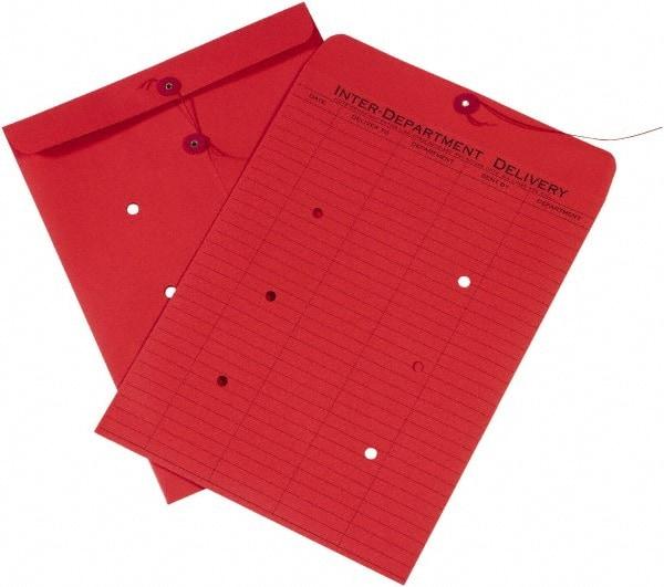 Made in USA - 13" Long x 10" Wide Draw String Inter-Department Envelope - Red - All Tool & Supply