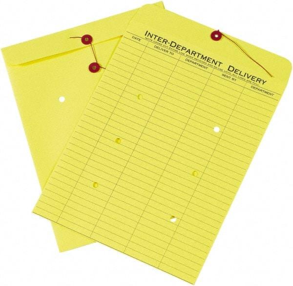 Made in USA - 13" Long x 10" Wide Draw String Inter-Department Envelope - Yellow - All Tool & Supply