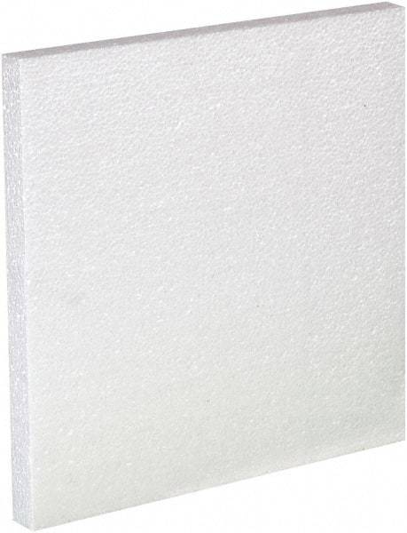 Made in USA - 12" Long x 12" Wide x 1" High x 1" Thick Polystyrene Foam - White, Case - All Tool & Supply