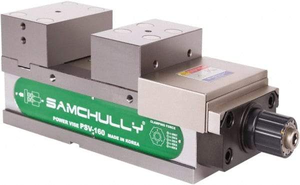 Samchully - 160mm Jaw Width, 160mm Jaw Opening Capacity, Horizontal Stationary Machine Vise - Manual Operation, 1 Station, 455.5mm Long x 58.4mm Deep, 60mm Jaw Height, Alloy Steel - All Tool & Supply