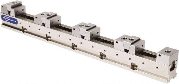 Samchully - 50mm Jaw Width, 500, 215, 120 & 75mm Jaw Opening Capacity, Horizontal Stationary Machine Vise - Manual Operation, 4 Stations, 600mm Long x 24.9mm Deep, 25mm Jaw Height, Alloy Steel - All Tool & Supply