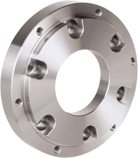 Samchully - Adapter Back Plate for 254 & 304mm Diam HC, HCH & HS Lathe Chucks - A2-8 Mount, 136mm Through Hole Diam, 220mm OD, 18mm Flange Height, Steel - All Tool & Supply