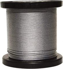 Loos & Co. - 250' Long, 3/16" x 3/16" Diam, Galvanized Wire Rope - 4,200 Lb Breaking Strength, 7 x 19 - All Tool & Supply