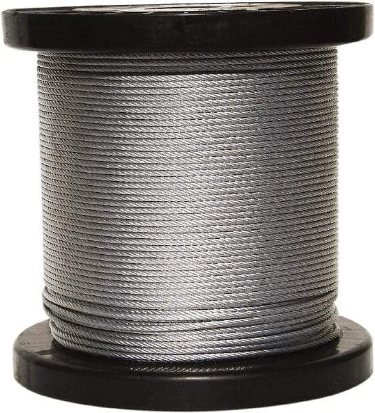 Loos & Co. - 500' Long, 1/16" x 1/16" Diam, Stainless Steel Wire Rope - 480 Lb Breaking Strength, 7 x 7 - All Tool & Supply