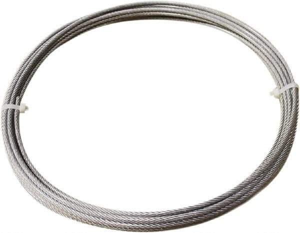 Loos & Co. - 3/16" x 3/32" Diam, Stainless Steel Wire Rope - 920 Lb Breaking Strength, 7 x 7, Vinyl Coating - All Tool & Supply