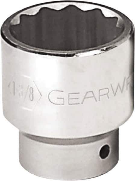 GearWrench - 1-1/8", 3/4" Drive, Standard Hand Socket - 12 Points, 2-1/16" OAL, Alloy Steel, Chrome Finish - All Tool & Supply