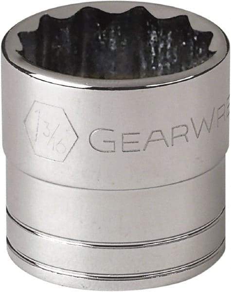 GearWrench - 1-3/16", 1/2" Drive, Standard Hand Socket - 12 Points, 1-21/32" OAL, Alloy Steel, Chrome Finish - All Tool & Supply