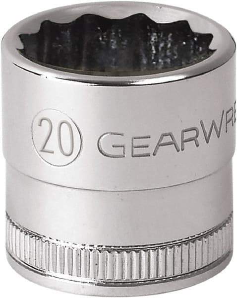 GearWrench - 1/2" Drive, Standard Hand Socket - 12 Points, 1-21/32" OAL, Alloy Steel, Chrome Finish - All Tool & Supply