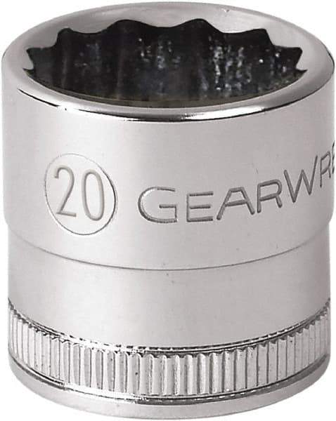 GearWrench - 1/2" Drive, Standard Hand Socket - 12 Points, 1-1/2" OAL, Alloy Steel, Chrome Finish - All Tool & Supply