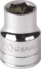 GearWrench - 1/2", 1/4" Drive, Standard Hand Socket - 6 Points, 1" OAL, Alloy Steel, Chrome Finish - All Tool & Supply