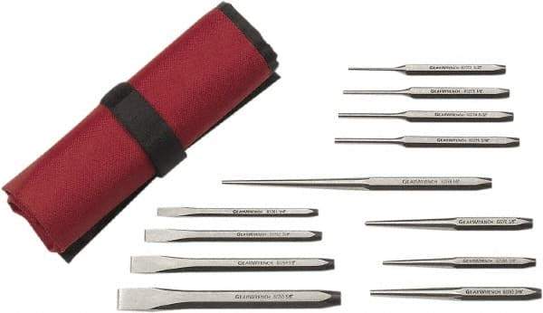 GearWrench - 12 Piece Center Punch, Cold Chisel, Starter & Long Taper Punch Set - 1/4 to 5/8" Chisel, 3/8 to 1/2" Punch, Hex Shank - All Tool & Supply