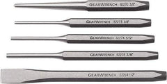 GearWrench - 5 Piece Cold Chisel, Center & Pin Punch Set - 3/8 to 1/2" Chisel, 3/8 to 1/2" Punch, Hex Shank - All Tool & Supply