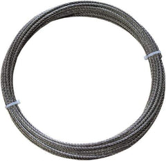 Loos & Co. - 50' Long, 1/4" x 1/4" Diam, Stainless Steel Wire Rope - 6,100 Lb Breaking Strength, 7 x 7 - All Tool & Supply