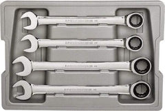 GearWrench - 4 Piece, 21mm to 25mm, 12 Point Ratcheting Combination Wrench Set - Metric Measurement Standard, Chrome Finish, Comes in Plastic Tray - All Tool & Supply