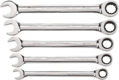 GearWrench - 5 Piece, 10mm to 15mm, 12 Point Combination Wrench Set - Metric Measurement Standard, Chrome Finish - All Tool & Supply