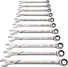 GearWrench - 11 Piece, 1/4" to 3/4", Ratcheting Combination Wrench Set - Inch Measurement Standard, Chrome Finish - All Tool & Supply