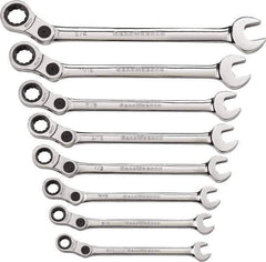 GearWrench - 8 Piece, 5/16" to 3/4", 12 Point Combination Wrench Set - Inch Measurement Standard, Chrome Finish - All Tool & Supply