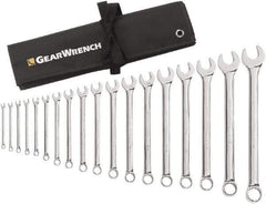 GearWrench - 18 Piece, 1/4" to 1-1/4", 12 Point Combination Wrench Set - Inch Measurement Standard, Chrome Finish, Comes in Roll - All Tool & Supply