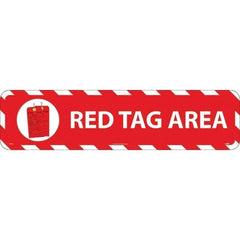 NMC - Red Tag Area, Anti-Skid Pressure-Sensitive Vinyl Floor Sign - Rectangle, Red on White, Adhesive Backed, For Restroom, Janitorial & Housekeeping - All Tool & Supply