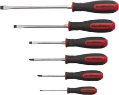 GearWrench - 6 Piece Phillips & Slotted Screwdriver Set - Blade Sizes: Length 3, 4, 6 & 8, Bit Sizes: Philips #1 to #2 - All Tool & Supply