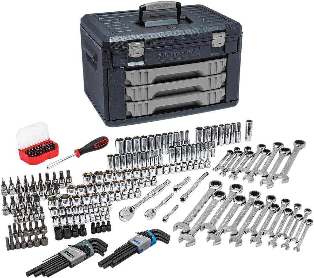 GearWrench - 232 Piece 1/4 & 3/8" Drive Mechanic's Tool Set - Comes in Blow Molded Case with 3 Drawers - All Tool & Supply