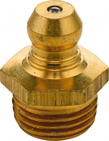 Umeta - Straight Head Angle, 1/8-27 PTF Brass Standard Grease Fitting - 11mm Hex, 15mm Overall Height, 5.5mm Shank Length - All Tool & Supply