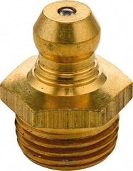 Umeta - Straight Head Angle, 1/8-28 BSPT Brass Standard Grease Fitting - 11mm Hex, 15mm Overall Height, 5.5mm Shank Length - All Tool & Supply