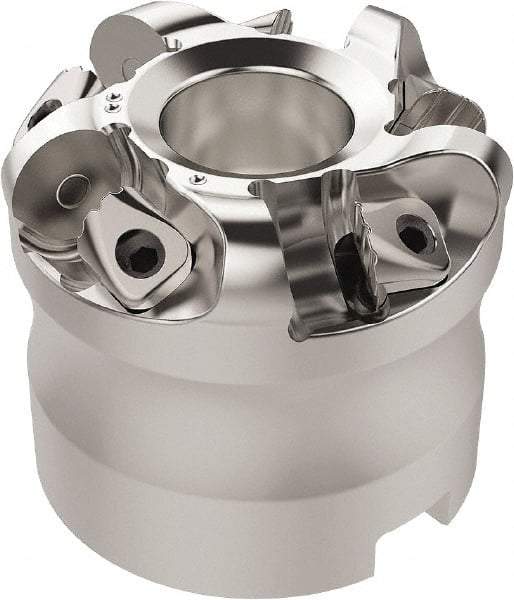 Seco - 37.33mm Cut Diam, 6mm Max Depth, 22mm Arbor Hole, 5 Inserts, RN.. 1207 Insert Style, Indexable Copy Face Mill - R220.26 Cutter Style, 11,900 Max RPM, 45mm High, Through Coolant, Series R220.26 - All Tool & Supply