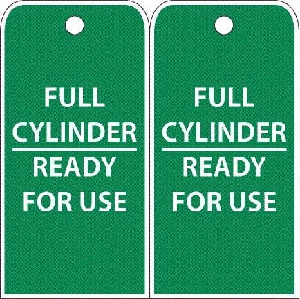 NMC - 4" High x 8" Long, FULL CYLINDER-READY FOR USE, English Safety & Facility Accident Prevention Tag - 2 Sides, White Poly - All Tool & Supply