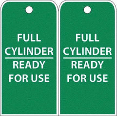 NMC - 4" High x 8" Long, FULL CYLINDER-READY FOR USE, English Safety & Facility Accident Prevention Tag - 2 Sides, White Poly - All Tool & Supply