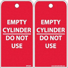 NMC - 4" High x 8" Long, EMPTY CYLINDER-DO NOT USE, English Safety & Facility Accident Prevention Tag - 2 Sides, White Poly - All Tool & Supply