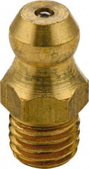 Umeta - Straight Head Angle, M5x0.8 Metric Brass Standard Grease Fitting - 7mm Hex, 15mm Overall Height, 5.5mm Shank Length - All Tool & Supply