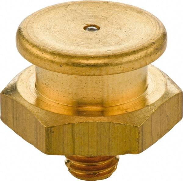 Umeta - Straight Head Angle, M8x1.25 Metric Brass Button-Head Grease Fitting - 17mm Hex, 17mm Overall Height - All Tool & Supply