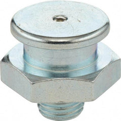 Umeta - Straight Head Angle, M12x1.75 Metric Steel Button-Head Grease Fitting - 17mm Hex, 17mm Overall Height - All Tool & Supply