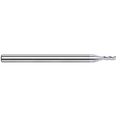 Corner Radius End Mill: 1/8″ Dia, 3/8″ LOC, 0.03″ Radius, 3 Flutes, Solid Carbide 1-1/2″ OAL, 1/8″ Shank Dia, 42 ° Helix, TiB2 Coated, Corner Radius End