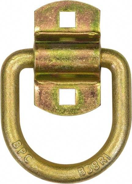 Buyers Products - Steel with Galvanized Zinc Coating D-Ring with 2-Hole Mounting Bracket - 3-1/2" Long, Yellow, For Use with Cargo Control - All Tool & Supply