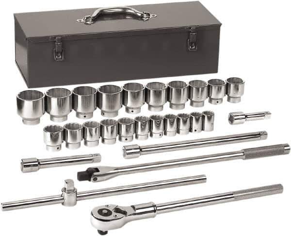 GearWrench - 27 Piece 3/4" Drive Chrome Finish Socket Set - 12 Points, 7/8" to 2-3/8" Range, Inch Measurement Standard - All Tool & Supply