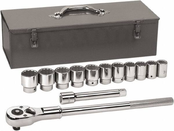 GearWrench - 13 Piece 3/4" Drive Chrome Finish Socket Set - 12 Points, 7/8" to 1-1/2" Range, Inch Measurement Standard - All Tool & Supply