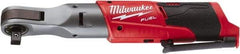 Milwaukee Tool - 1/2" Drive 12 Volt Pistol Grip Cordless Impact Wrench & Ratchet - 175 RPM, 60 Ft/Lb Torque, Lithium-Ion Batteries Not Included - All Tool & Supply