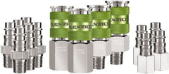 Legacy - 14 Piece 1/4" Body 1/4 NPT 300 psi Steel/Aluminum High Flow Pneumatic Coupling Plug Set - All Tool & Supply