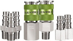 Legacy - 7 Piece 1/4" Body 1/4 NPT 300 psi Steel/Aluminum High Flow Pneumatic Coupling Plug Set - All Tool & Supply