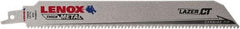 Lenox - 9" Long x 1" Thick, Bi-Metal Reciprocating Saw Blade - Tapered Profile, 8 TPI, Toothed Edge, Tang Shank - All Tool & Supply